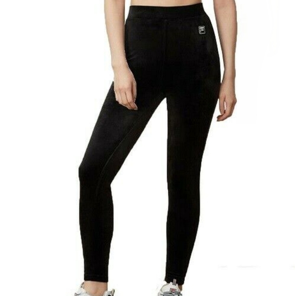 Fila Black Velour Leggings Womens Size 